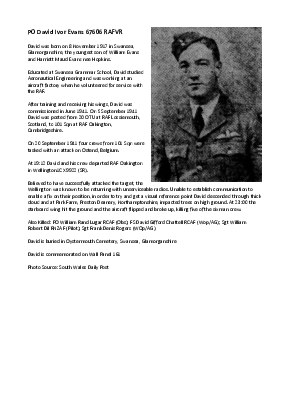 A preview of a PDF biography for Evans, David Ivor